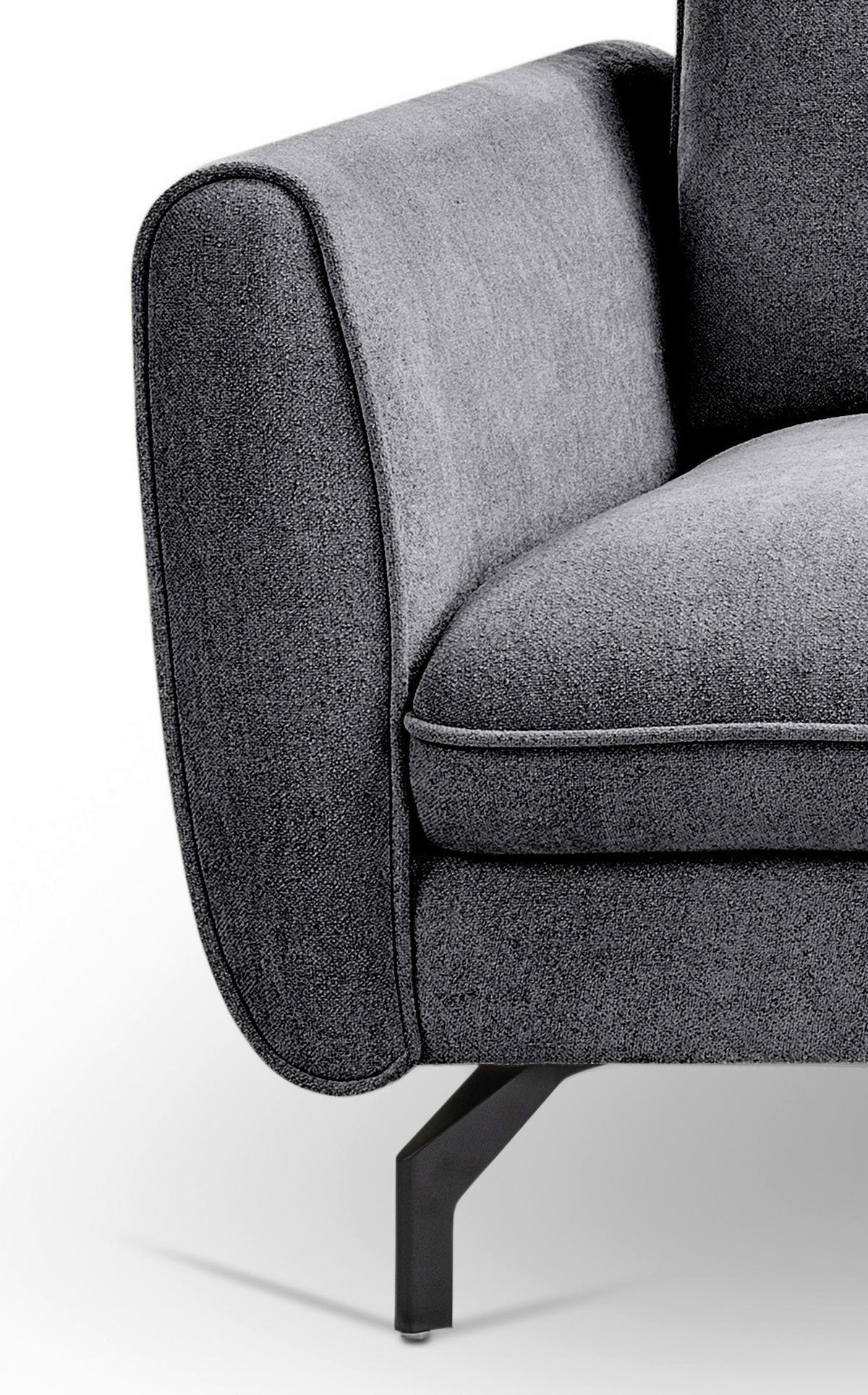 ECKSOFA TORONTO Grau Webstoff  - Schwarz/Grau, Basics, Textil/Metall (259/165cm) - MID.YOU