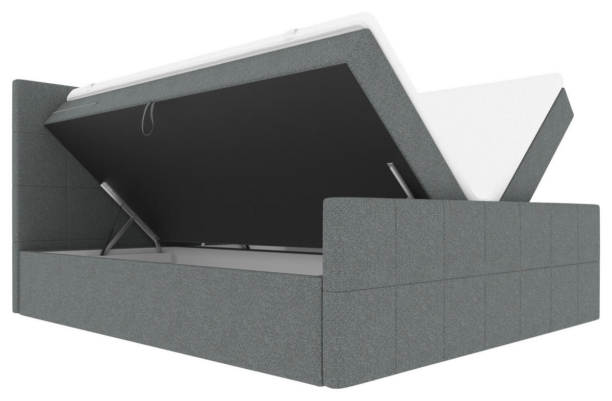 BOXBETT 180/200 cm,  in Grau, Bettkasten, Topper, Matratzen, H3 = fest  - Grau, KONVENTIONELL, Kunststoff/Textil (180/200cm) - Boxxx