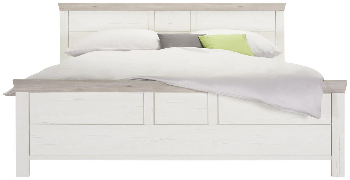 POSTEĽ, 180/200 cm, sivá, biela - sivá/biela, Lifestyle, kompozitné drevo (180/200cm) - Hom`in