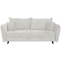 SCHLAFSOFA Chenille Elfenbein Querschläfer  inkl. Zierkissen, Rückenkissen, Bettkasten  - Elfenbein/Schwarz, KONVENTIONELL, Holz/Textil (238/99/108cm) - Carryhome