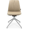 STUHL  in Aluminium Echtleder pigmentiert Metall, Leder  - Beige/Alufarben, Design, Leder/Metall (46/81,5-84,5/55cm) - Johann Jakob