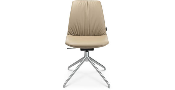 STUHL in Aluminium Echtleder pigmentiert Metall, Leder - Beige/Alufarben, Design, Leder/Metall (46/81,5-84,5/55cm) - Johann Jakob