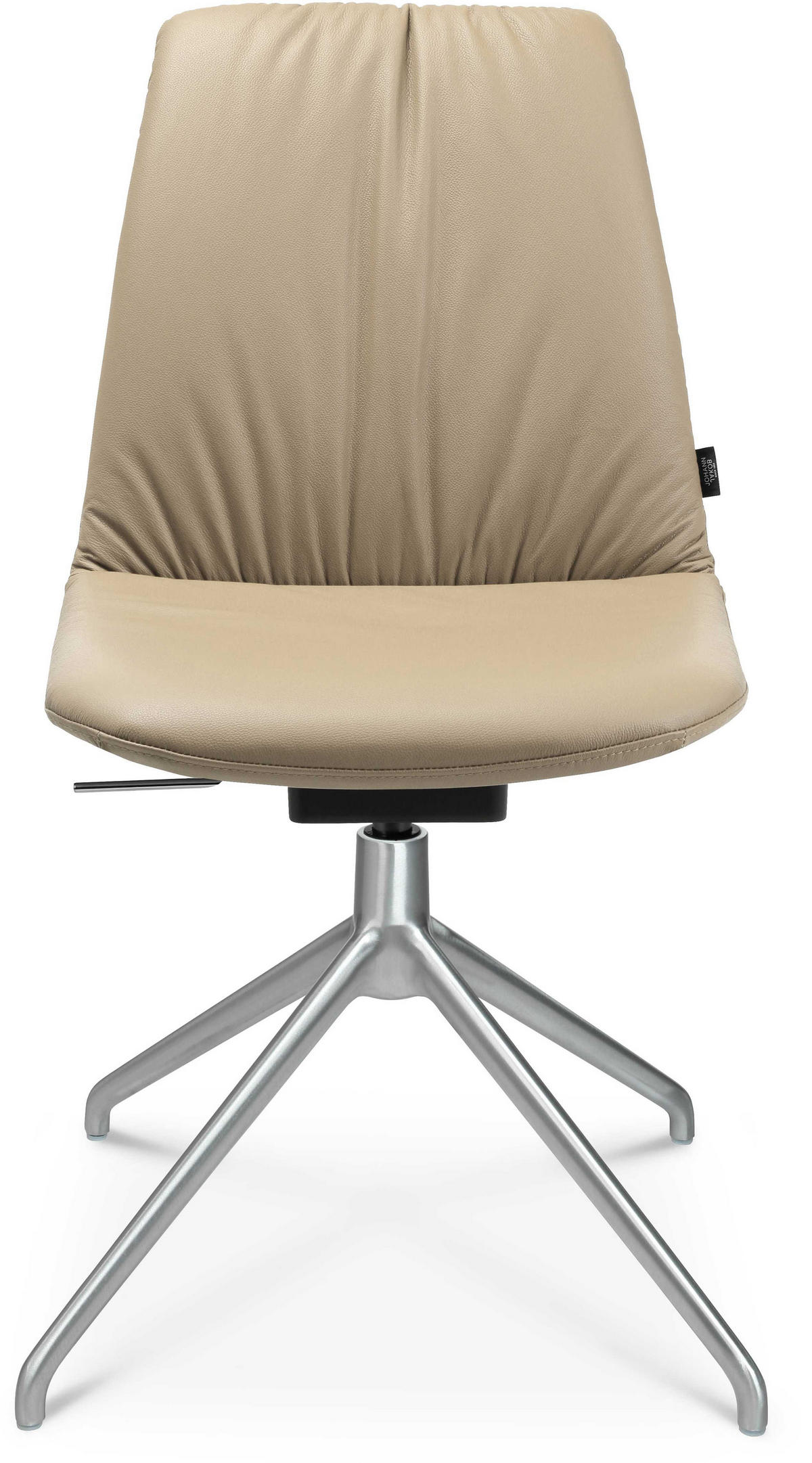 STUHL  in Aluminium Echtleder pigmentiert  - Beige/Alufarben, Design, Leder/Metall (46/81,5-84,5/55cm) - Johann Jakob