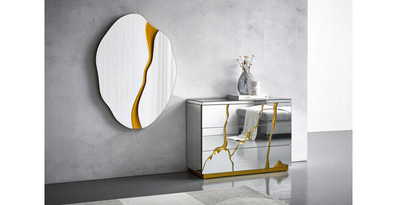 WANDSPIEGEL 80/120/3,4 cm    in wellenförmig  - Silberfarben/Goldfarben, Trend, Glas/Holzwerkstoff (80/120/3,4cm) - Xora