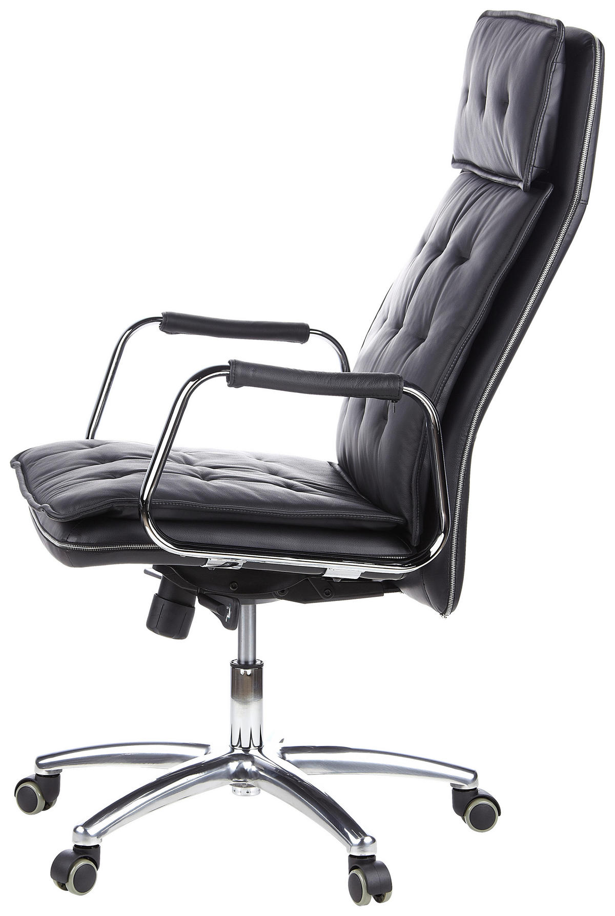 CHEFSESSEL Schwarz  - Schwarz, Basics, Leder/Kunststoff (60/130/48cm) - MID.YOU