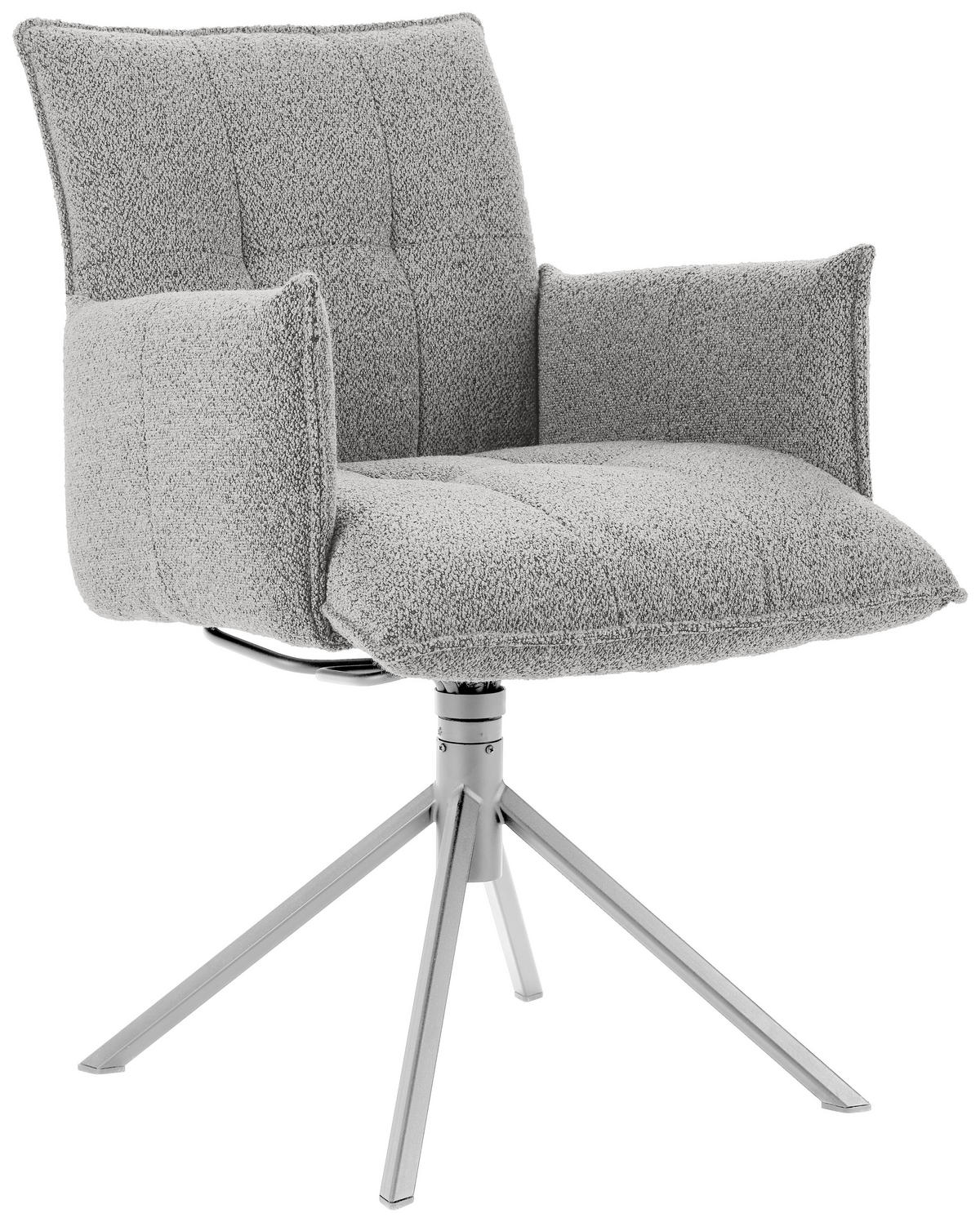 ARMLEHNSTUHL  in Flachgewebe  - Edelstahlfarben/Greige, Design, Textil/Metall (55/85/65cm) - Valnatura
