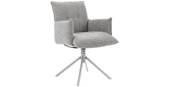 ARMLEHNSTUHL in Flachgewebe - Greige/Edelstahlfarben, Design, Textil/Metall (55/85/65cm) - Valnatura