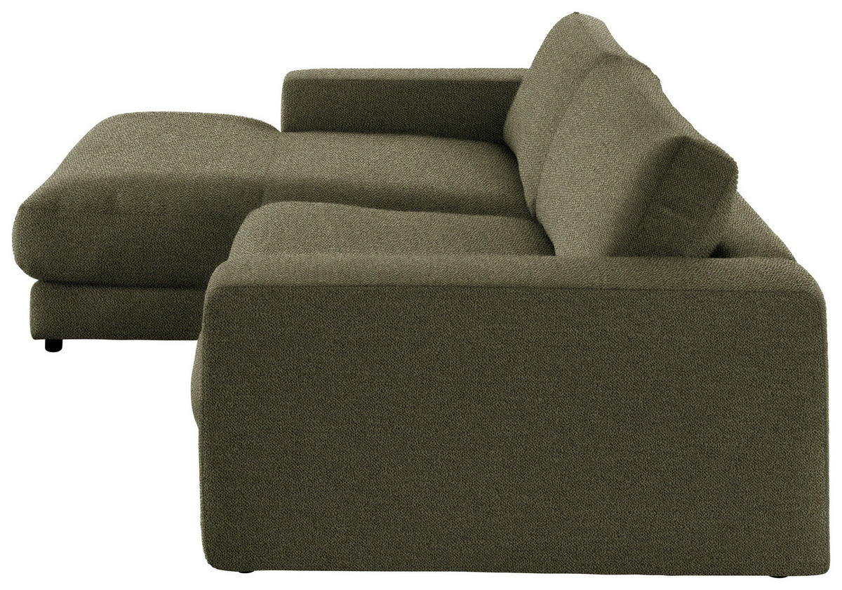 ECKSOFA in Flachgewebe Olivgrün  - Schwarz/Olivgrün, Design, Kunststoff/Textil (190/270cm) - Lomoco