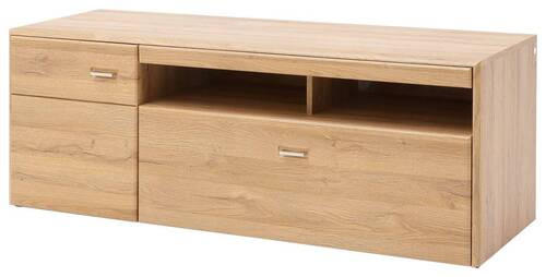 LOWBOARD  in 148/55/52 cm  - Eichefarben/Silberfarben, KONVENTIONELL, Holzwerkstoff/Metall (148/55/52cm) - Cantus