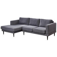 ECKSOFA Grau Flachgewebe  - Schwarz/Grau, KONVENTIONELL, Holz/Textil (154/240cm) - Carryhome
