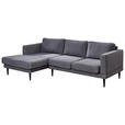 ECKSOFA  in Flachgewebe Grau  154/240 cm  - Schwarz/Grau, KONVENTIONELL, Holz/Textil (154/240cm) - Carryhome