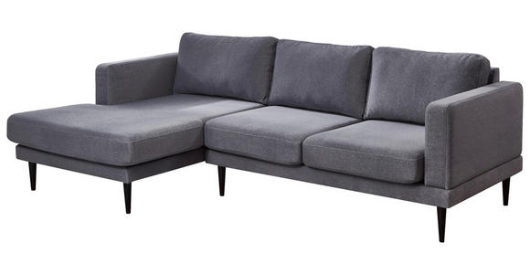ECKSOFA  in Flachgewebe Grau  154/240 cm  - Schwarz/Grau, KONVENTIONELL, Holz/Textil (154/240cm) - Carryhome
