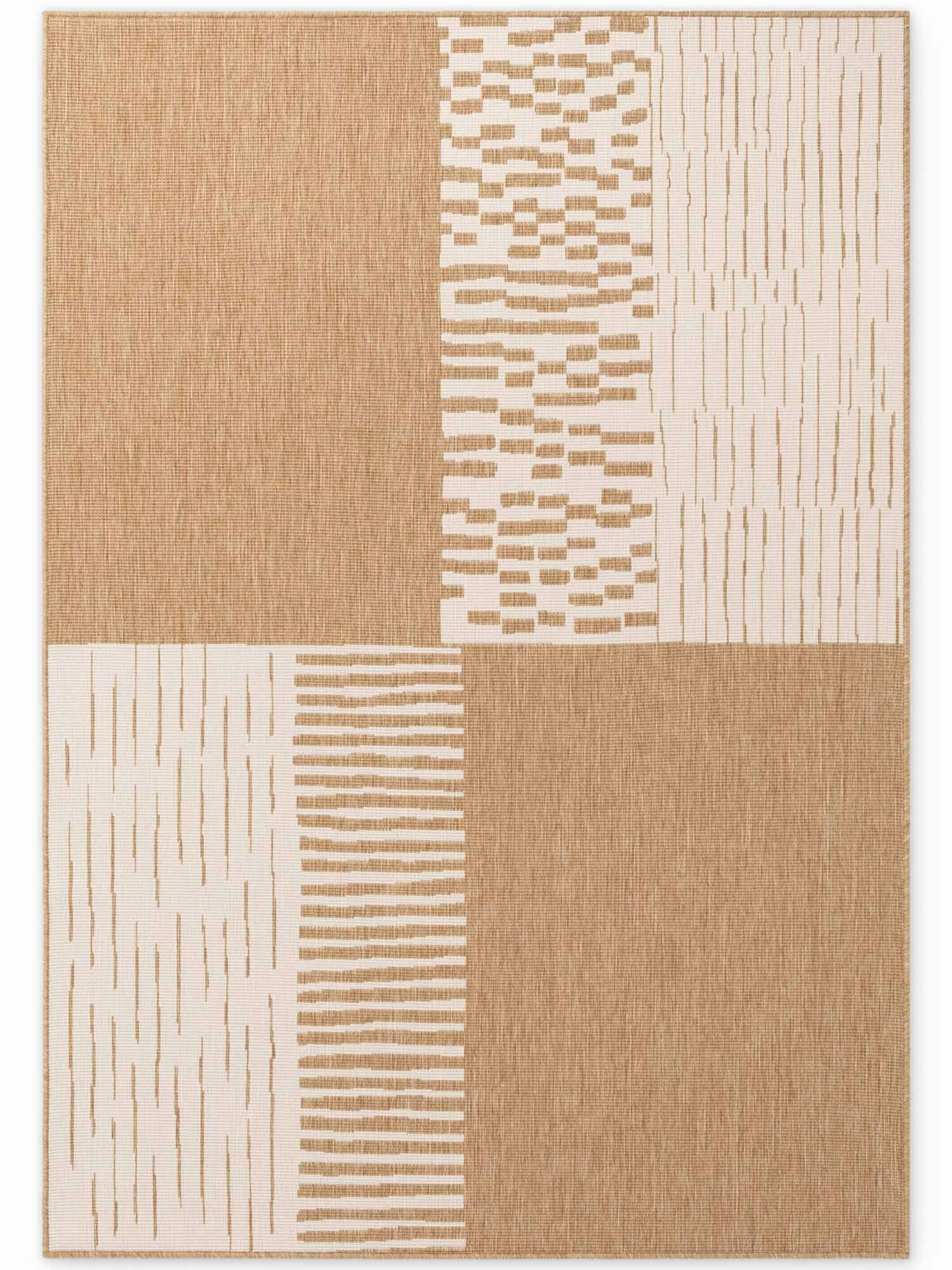 FLACHWEBETEPPICH 160/230 cm Haringey Weiß, Sandfarben  - Sandfarben/Weiß, Design, Kunststoff (160/230cm)