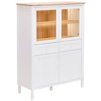 HIGHBOARD Weiss, Eiche Artisan  112,3/150/47,2 cm  - Weiss/Eiche Artisan, Romantik / Landhaus, Glas/Holzwerkstoff (112,3/150/47,2cm) - home24