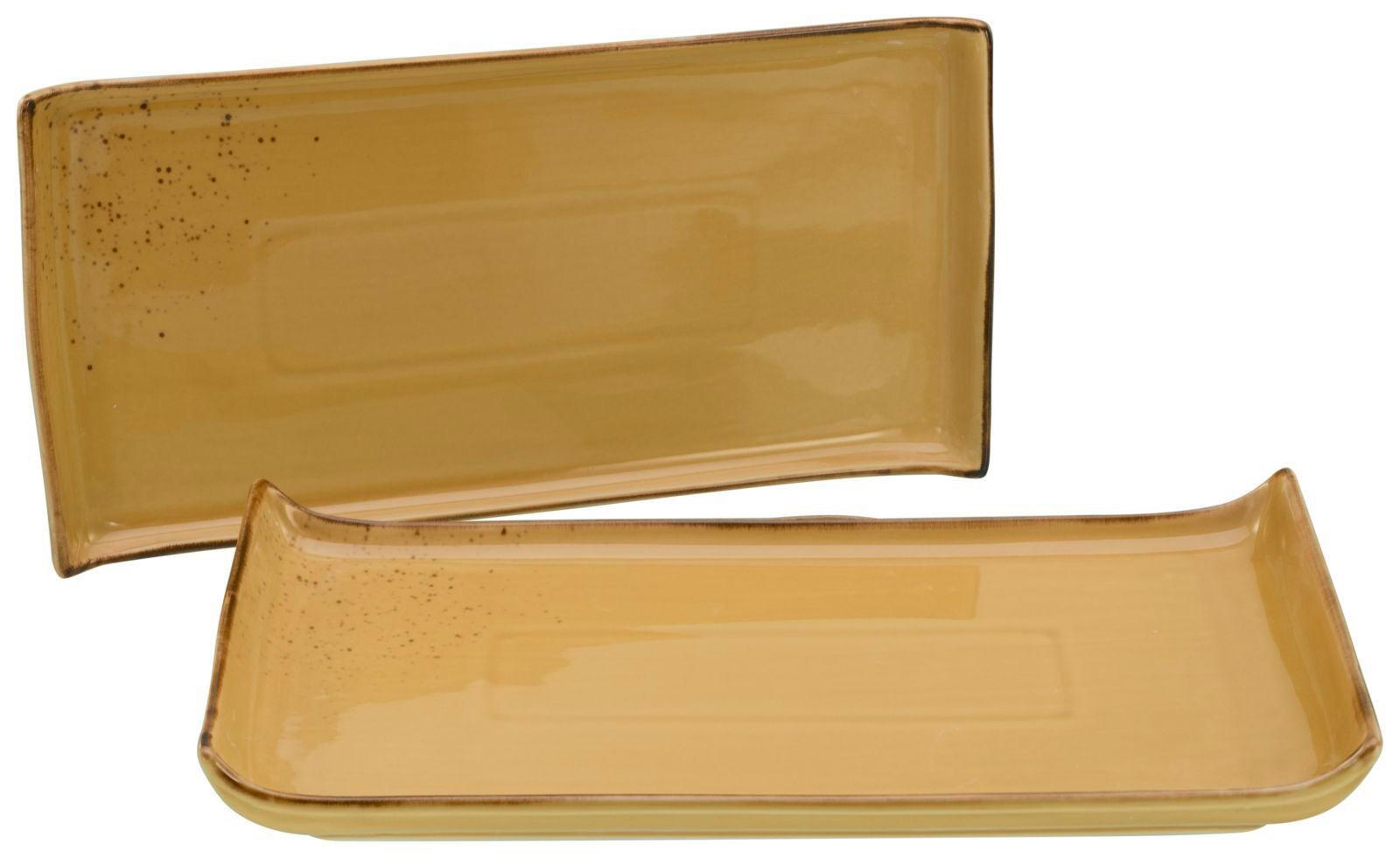 SERVIERPLATTE - Currygelb, Trend, Keramik (16,5/33cm) - Creatable