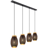 HÄNGELEUCHTE Narri 90/15/120 cm   - Goldfarben/Schwarz, Basics, Metall (90/15/120cm) - Globo