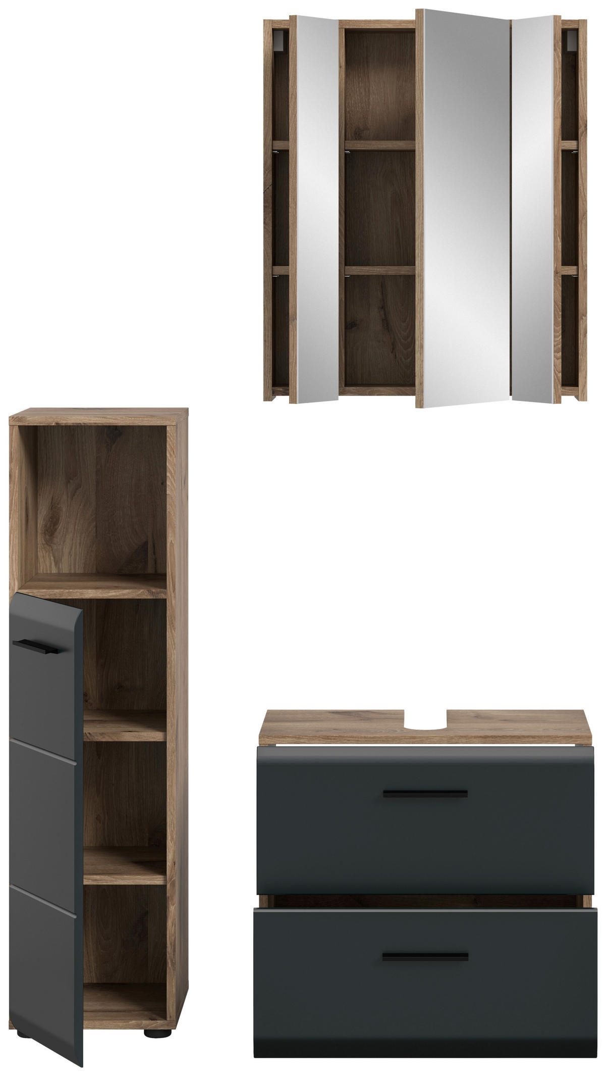 BADRUM 90 cm  - mörk ek/svart, Basics, trämaterial/plast (90cm) - MID.YOU