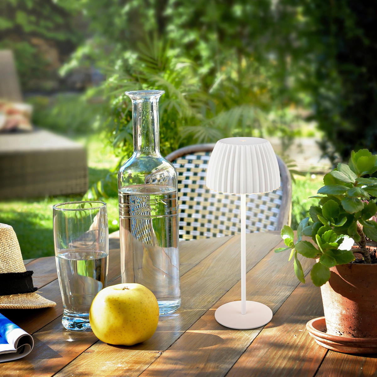 AKKU-TISCHLEUCHTE 14,5/36,5 cm  - Weiß, Basics, Kunststoff/Metall (14,5/36,5cm)