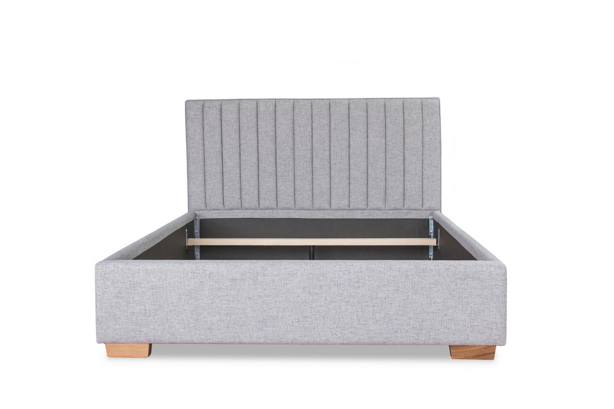 Pat Tapițat 180x200 Cm, gri - culoare lemn stejar/gri, Basics, lemn/textil (191/110/220cm) - Carryhome