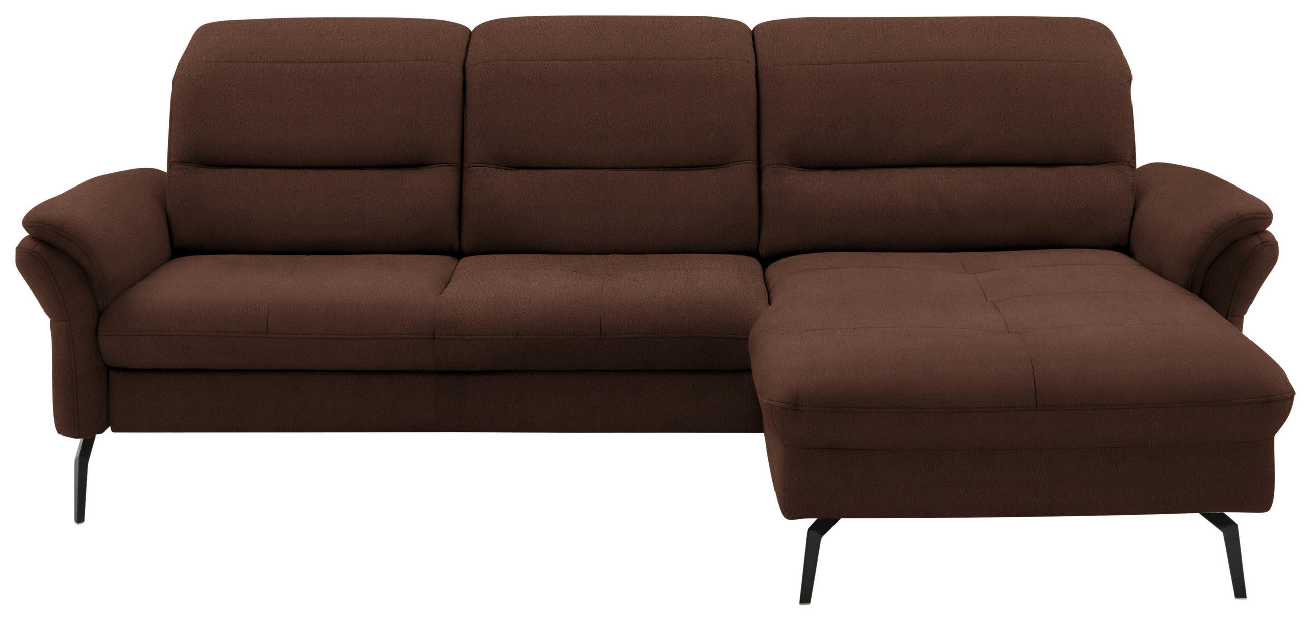 ECKSOFA in Flachgewebe Dunkelbraun  - Dunkelbraun/Schwarz, Konventionell, Textil/Metall (260/181cm) - Beldomo Speed