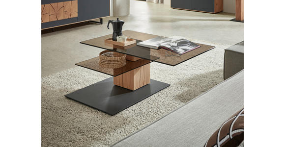 COUCHTISCH in Holz, Glas 105/70/45 cm - Eichefarben/Anthrazit, Design, Glas/Holz (105/70/45cm) - Valnatura