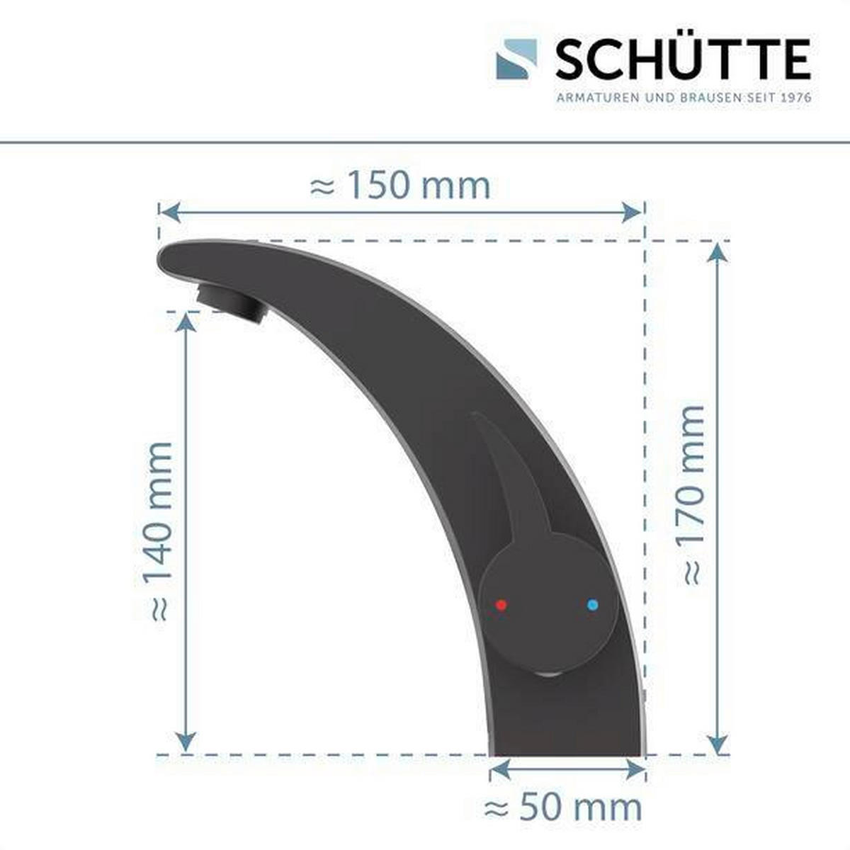 UMYVADLOVÁ ARMATURA - černá, Moderní, kov (5,0/17,0/15,0cm) - Schütte