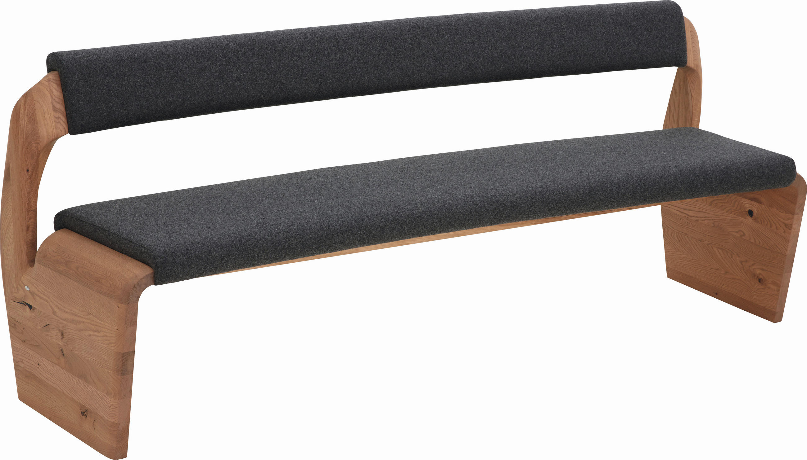 SITZBANK 227/84/69,6 cm Filz Grau, Eichefarben Altholz, Eiche massiv Holz  - Eichefarben/Grau, Design, Holz/Textil (227/84/69,6cm) - Voglauer