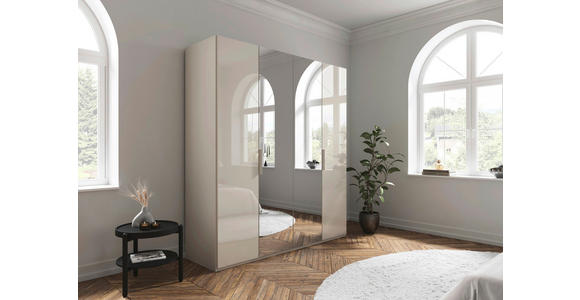 DREHTÜRENSCHRANK 201/235/61 cm,  in Champagner, 4-türig  - Champagner, Basics, Glas/Holzwerkstoff (201/235/61cm) - Novel