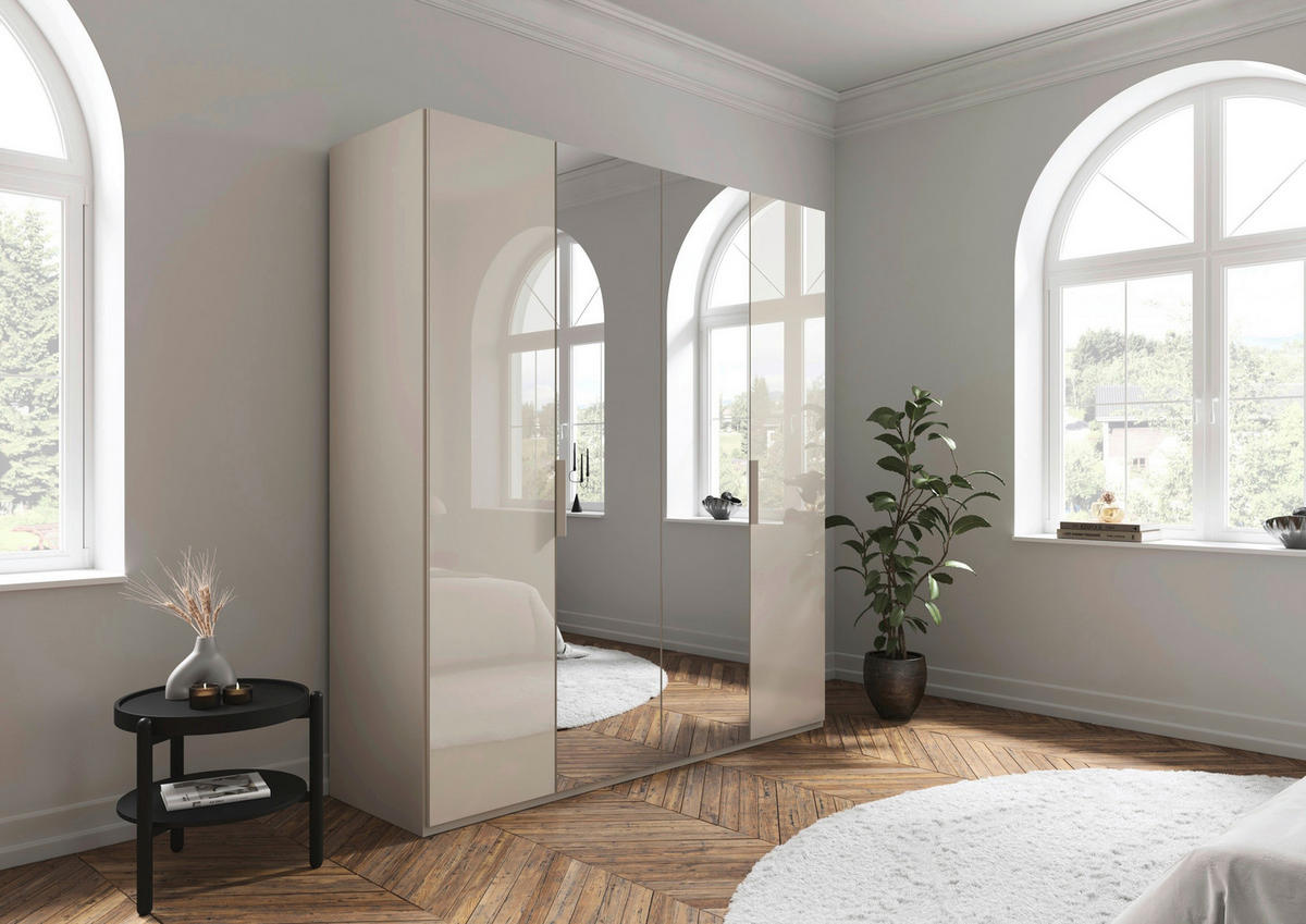 DREHTÜRENSCHRANK 201/235/61 cm,  in Champagner, 4-türig  - Champagner, Basics, Glas/Holzwerkstoff (201/235/61cm) - Novel