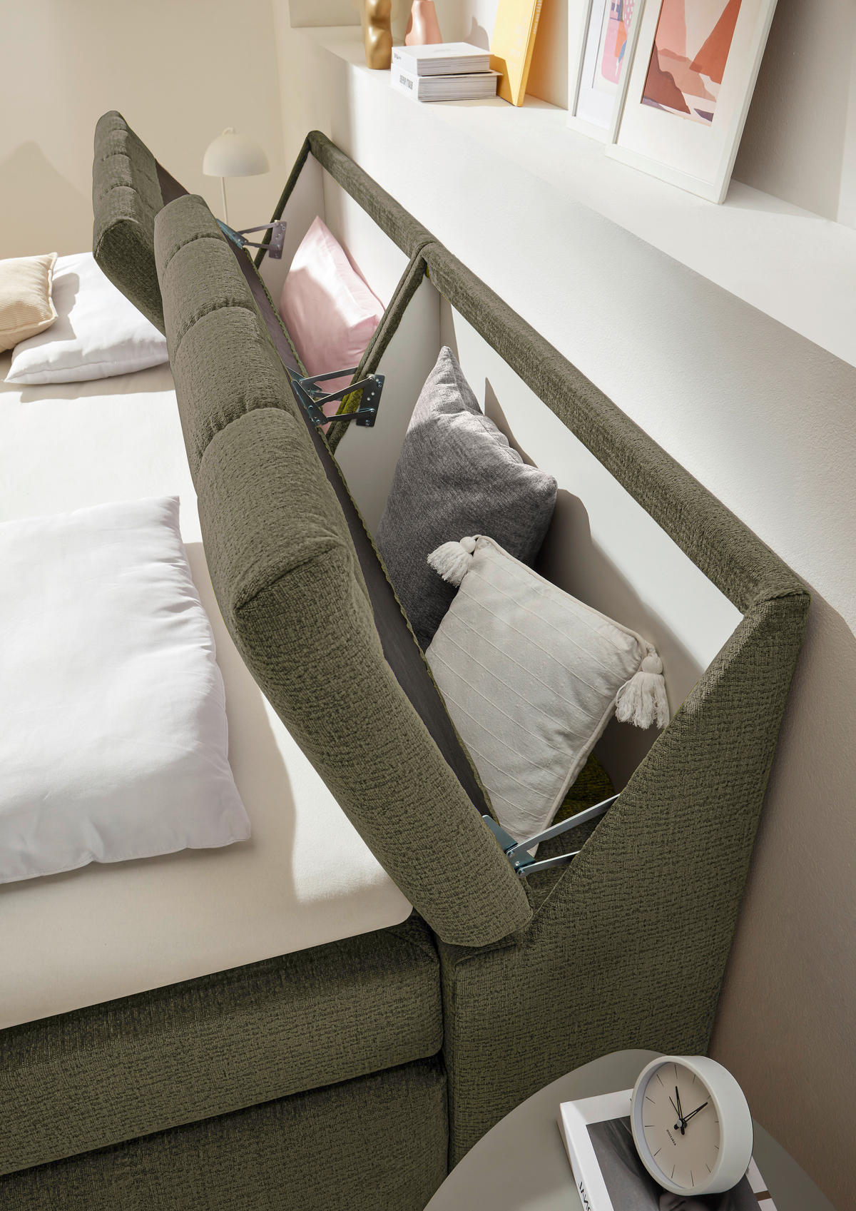 KONTINENTALSÄNG 240/200 cm  i grön  - grön, Modern, trämaterial/textil (240/200cm) - MID.YOU