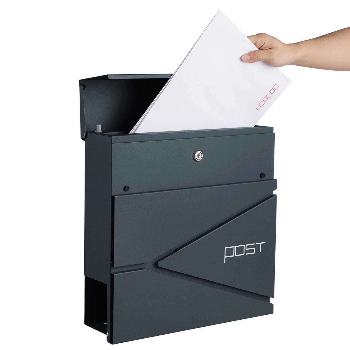 BRIEFKASTEN Grau  - Grau, Basics, Metall (37/37/10,5cm)