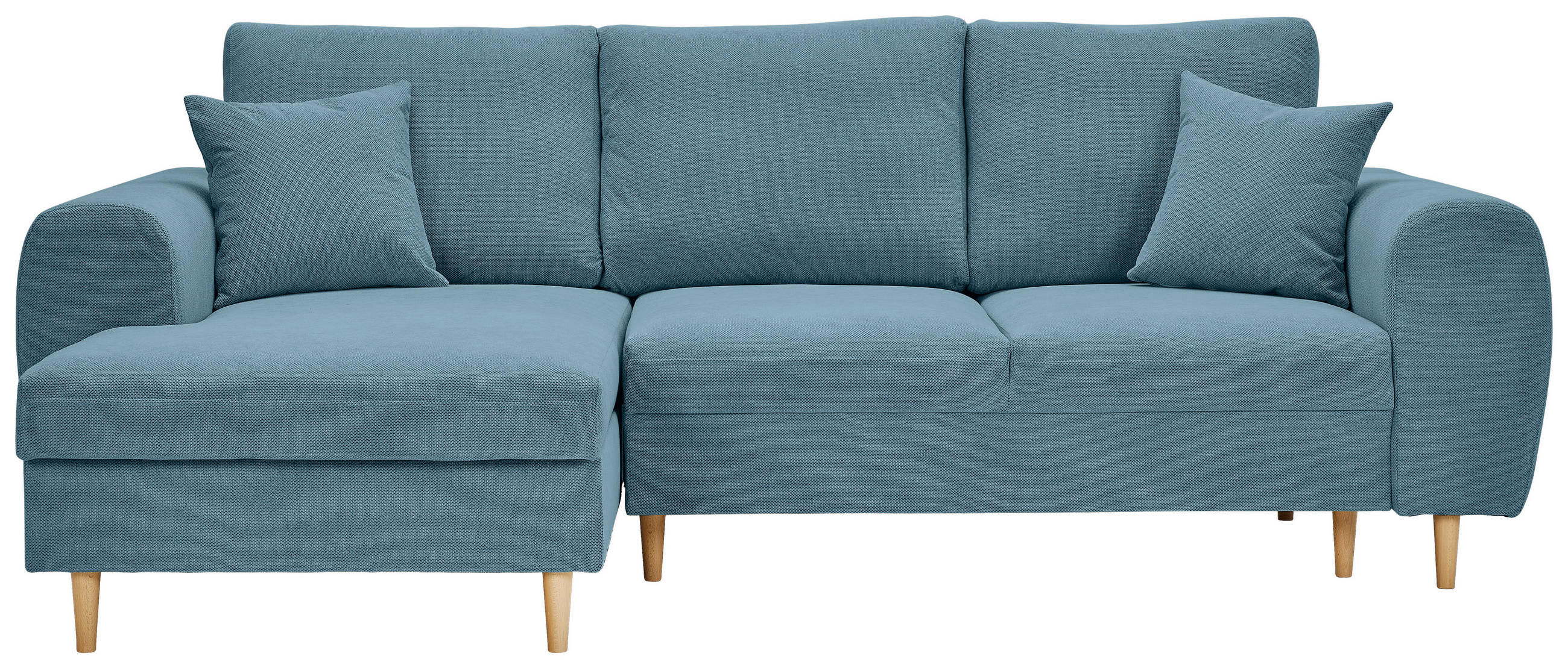 ECKSOFA Blau Webstoff  - Blau/Naturfarben, KONVENTIONELL, Holz/Textil (145/240cm) - Carryhome