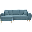 ECKSOFA  in Webstoff Blau  145/240 cm  - Blau/Naturfarben, KONVENTIONELL, Holz/Textil (145/240cm) - Carryhome