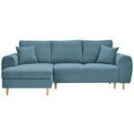 ECKSOFA  in Webstoff Blau  145/240 cm  - Blau/Naturfarben, KONVENTIONELL, Holz/Textil (145/240cm) - Carryhome
