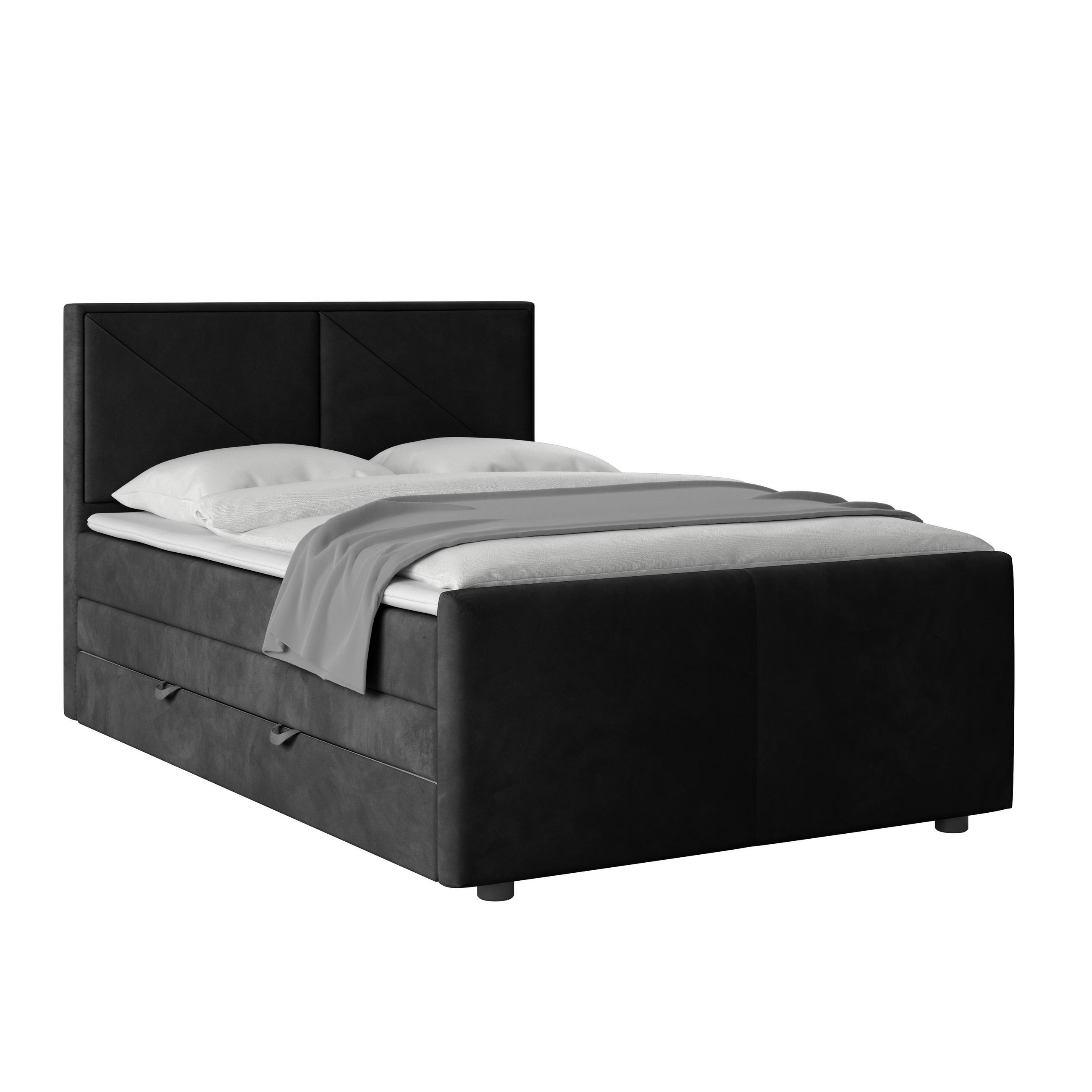 BOXSPRINGBETT 120/200 cm  in Schwarz  - Schwarz, MODERN, Holz/Kunststoff (120/200cm) - MID.YOU