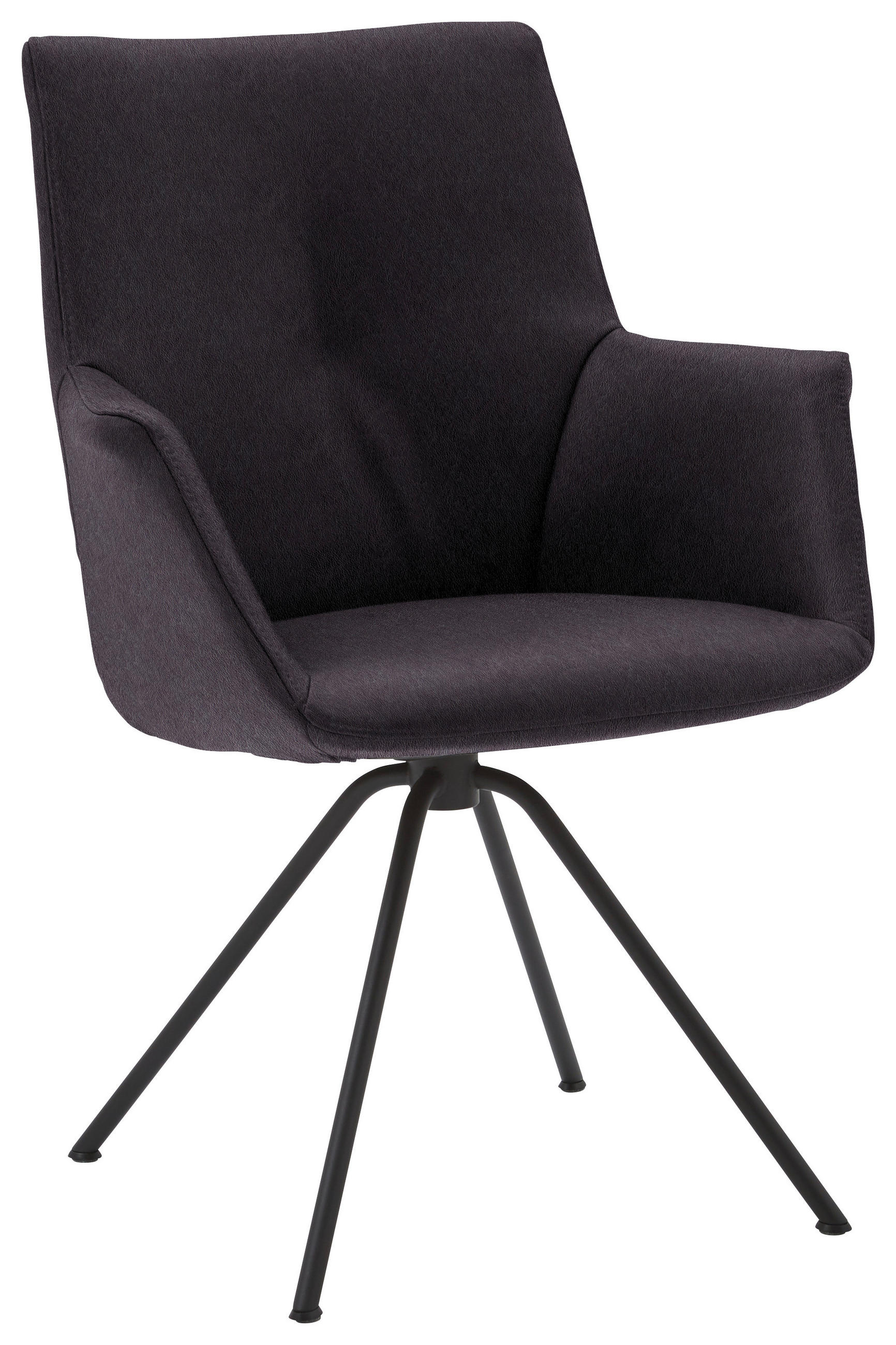 ARMLEHNSTUHL  in Stahl Echtleder pigmentiert  - Schwarz/Mokka, Design, Leder/Metall (60/90/61cm) - Dieter Knoll