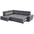 ECKSOFA in Mikrofaser Dunkelgrau  - Chromfarben/Dunkelgrau, KONVENTIONELL, Textil/Metall (271/98/206cm) - Carryhome