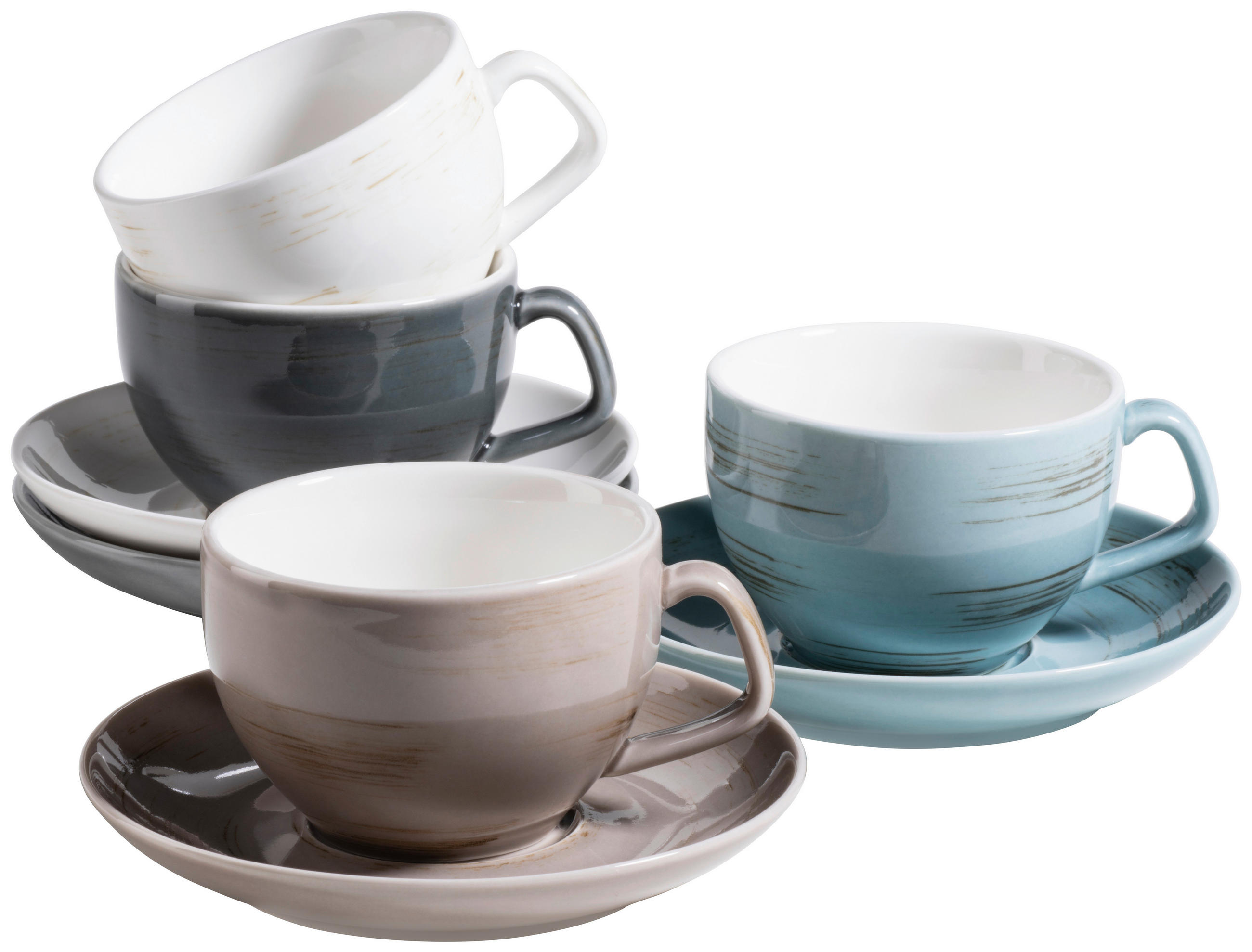 KAFFEETASSEN SET DERBY 8-teilig  - Blau/Beige, Basics, Keramik (40/30/20cm) - Mäser