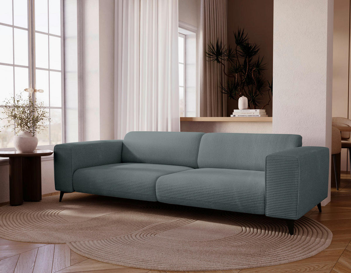 3-SITZER-SOFA Cord Graphitfarben  - Schwarz/Graphitfarben, KONVENTIONELL, Textil/Metall (237/75/104cm) - Carryhome