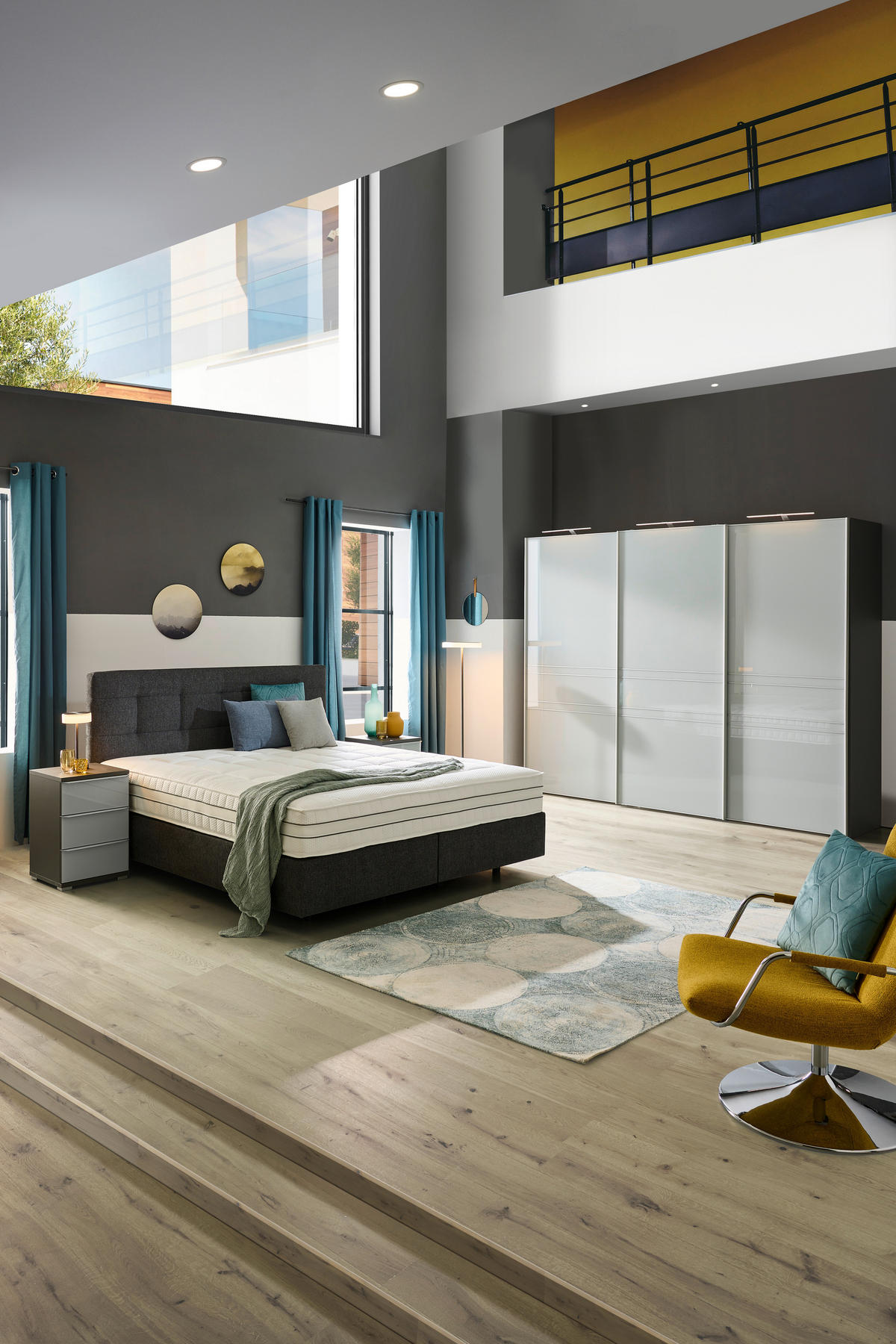 BOXSPRINGBETT 180/200 cm  in Anthrazit  - Anthrazit/Schwarz, Design, Kunststoff/Textil (180/200cm) - Esposa