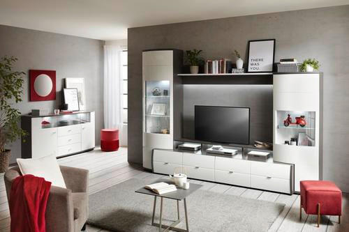 SIDEBOARD  in 160/86,8/41,6 cm  - Weiß Hochglanz/Anthrazit, Design, Holzwerkstoff/Kunststoff (160/86,8/41,6cm) - Carryhome