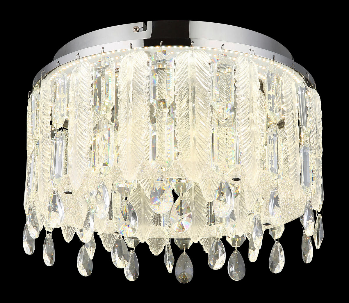 LED-TAKLAMPA 38/26 cm  - klar/kromfärg, Klassisk, metall/glas (38/26cm) - Globo