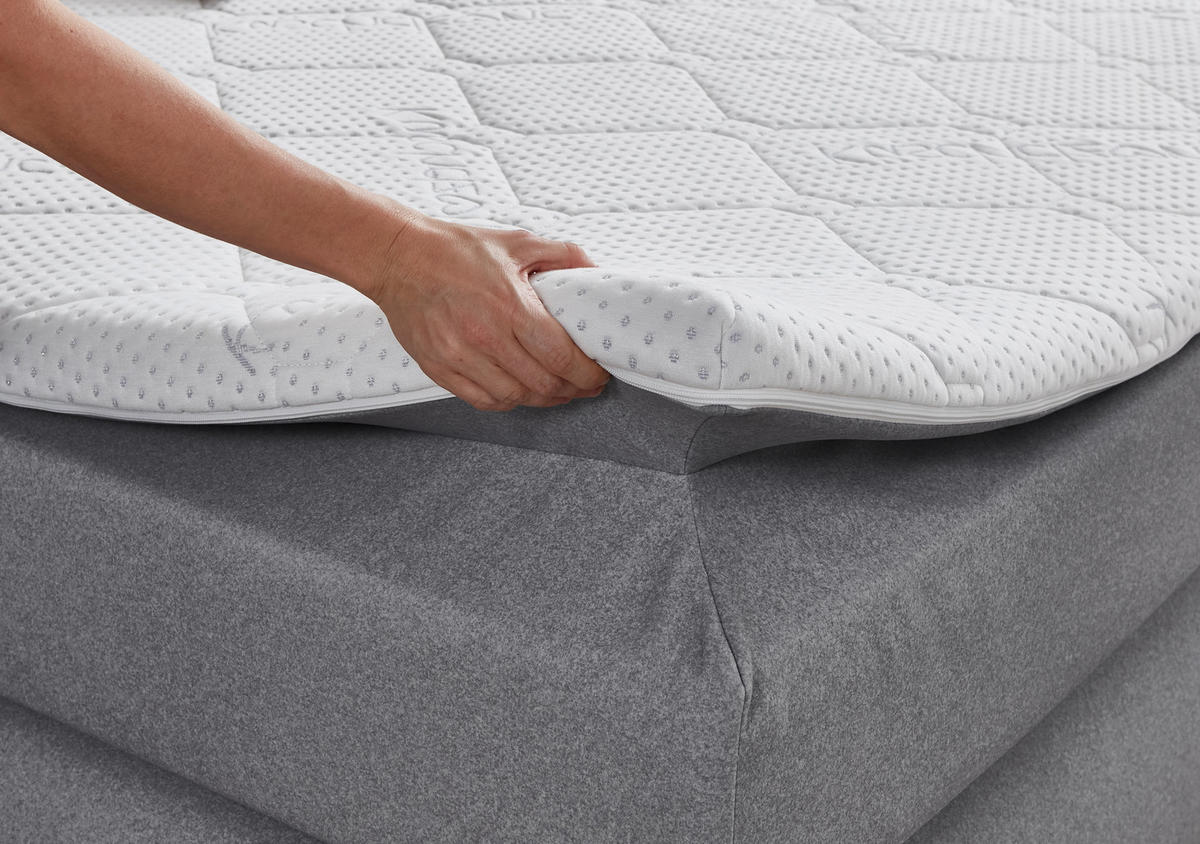BOXSPRINGBETT 180/200 cm  in Grau  - Chromfarben/Schwarz, KONVENTIONELL, Kunststoff/Textil (180/200cm) - Boxxx