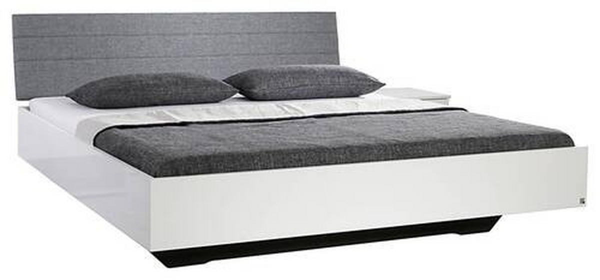 BETT 180/200 cm  in Weiss Hochglanz   - Weiss Hochglanz/Grau, Konventionell, Holzwerkstoff/Textil (180/200cm) - Rauch Möbel