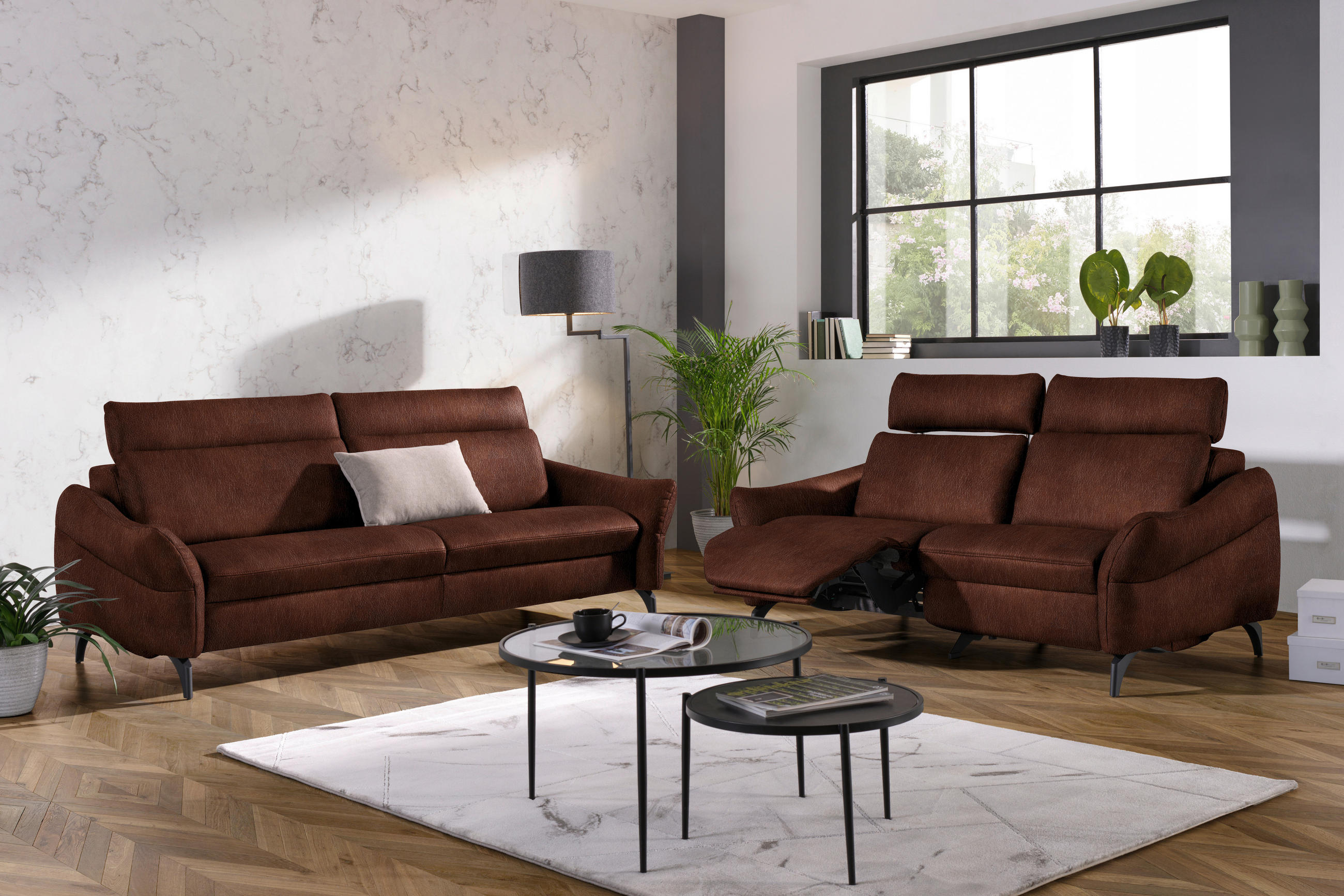 3-SITZER-SOFA in Leder Rotbraun  - Rotbraun/Anthrazit, Design, Leder/Metall (227/92/97cm) - Himolla Komfortklass