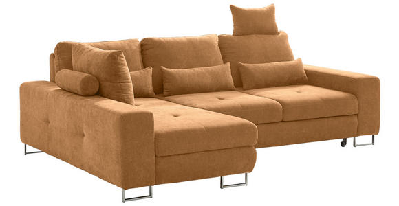 ECKSOFA in Flachgewebe Orange  - Orange, Design, Textil/Metall (188/260cm) - Hom`in