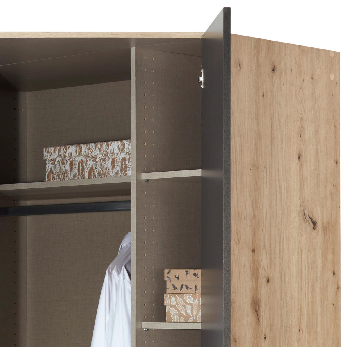 ECKKLEIDERSCHRANK 117/197/117 cm  - Dunkelgrau/Silberfarben, Design, Holzwerkstoff/Kunststoff (117/197/117cm) - Carryhome