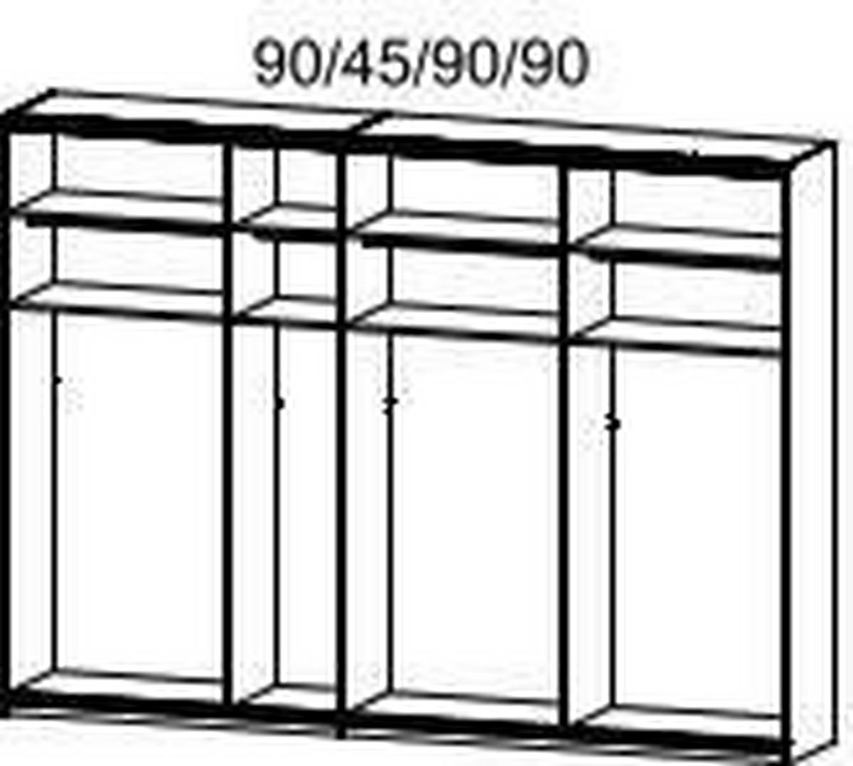 SCHIEBETÜRENSCHRANK 316/230/62 cm 4-türig Klar, Weiß  - Chromfarben/Klar, MODERN, Holzwerkstoff/Metall (316/230/62cm) - Rauch Möbel