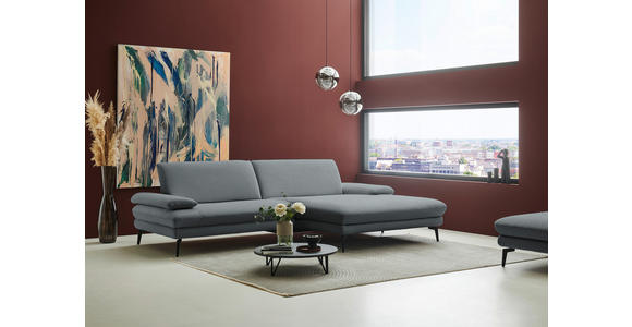 ECKSOFA  in Chenille, Flachgewebe Dunkelgrau  284/180 cm  - Dunkelgrau/Schwarz, Design, Textil/Metall (284/180cm) - Dieter Knoll
