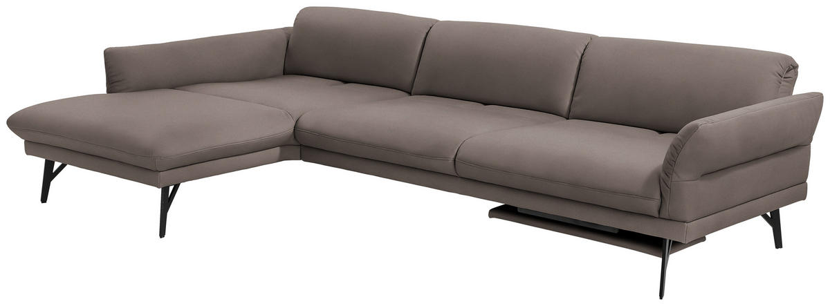 ECKSOFA in Echtleder Fango  173/308 cm  - Fango/Anthrazit, Design, Leder/Metall (173/308cm) - Joop!